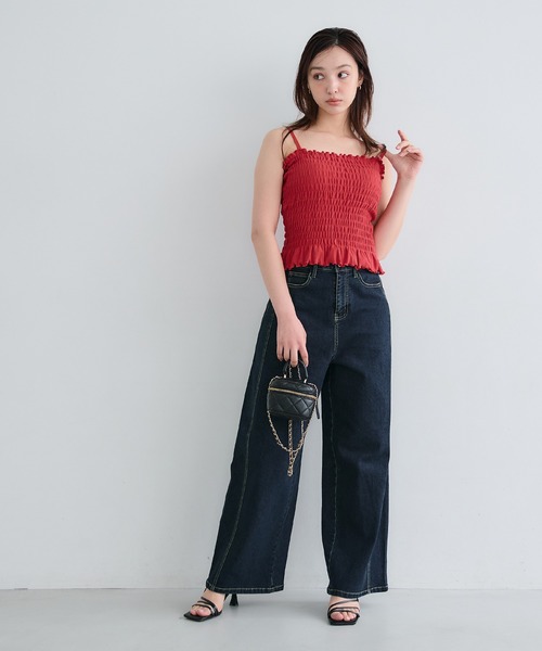 coca（coca）（コカ）の「カップ付きシャーリングキャミ[外で着られるブラトップスOUT BRA]（キャミソール・レディース・アイボリー/ライトベージュ/ブラック/レッド/A/チャコール/ライトピンク/ブラウン/B・S/M/L）」の21枚目の写真