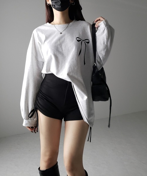 【Magda Butrym】 High-riseジャージバイカーショート 3size 】サイドリボンシャーリングバイカーショートパンツ