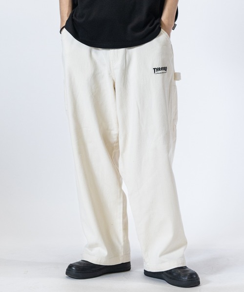 THRASHER（スラッシャー）の「【3】〔THRASHER/スラッシャー〕カツラギデニム ダブルニーワイドパンツ（デニムパンツ・メンズ・ブラック/オフホワイト/モカ/グレー/ブルー/スミクロ/ワンウォッシュ・LARGE/MEDIUM/X-LARGE）」の2枚目の写真