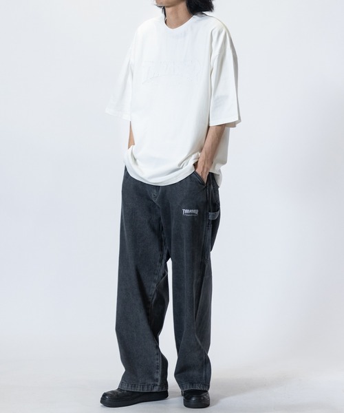 THRASHER（スラッシャー）の「【3】〔THRASHER/スラッシャー〕カツラギデニム ダブルニーワイドパンツ（デニムパンツ・メンズ・ブラック/オフホワイト/モカ/グレー/ブルー/スミクロ/ワンウォッシュ・LARGE/MEDIUM/X-LARGE）」の20枚目の写真