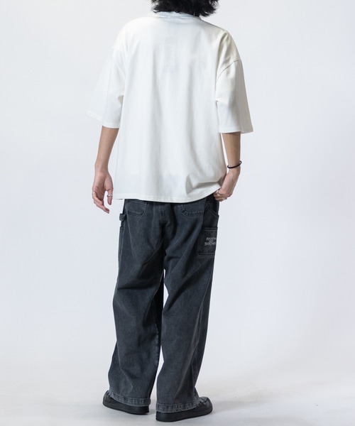THRASHER（スラッシャー）の「【3】〔THRASHER/スラッシャー〕カツラギデニム ダブルニーワイドパンツ（デニムパンツ・メンズ・ブラック/オフホワイト/モカ/グレー/ブルー/スミクロ/ワンウォッシュ・LARGE/MEDIUM/X-LARGE）」の21枚目の写真