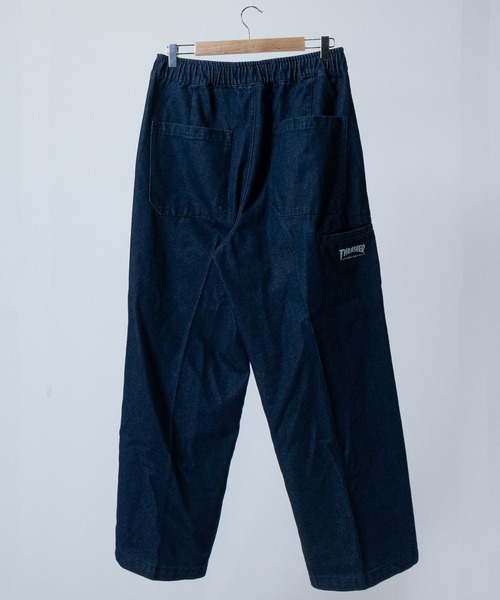 THRASHER（スラッシャー）の「【3】〔THRASHER/スラッシャー〕カツラギデニム ダブルニーワイドパンツ（デニムパンツ・メンズ・ブラック/オフホワイト/モカ/グレー/ブルー/スミクロ/ワンウォッシュ・LARGE/MEDIUM/X-LARGE）」の13枚目の写真