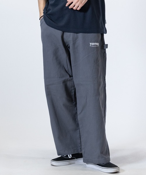 THRASHER（スラッシャー）の「【3】〔THRASHER/スラッシャー〕カツラギデニム ダブルニーワイドパンツ（デニムパンツ・メンズ・ブラック/オフホワイト/モカ/グレー/ブルー/スミクロ/ワンウォッシュ・LARGE/MEDIUM/X-LARGE）」の22枚目の写真