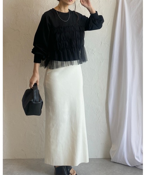 セール】シアーチュールビスチェドッキングレイヤード長袖ボリューム