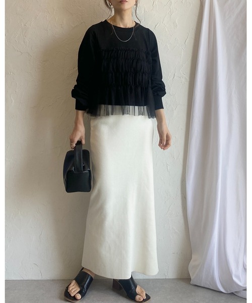 セール】シアーチュールビスチェドッキングレイヤード長袖ボリューム