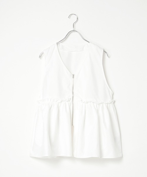 notch.（ノッチ）の「ペプラムVベスト（ベスト・レディース・オフホワイト/ブラック・M）」の4枚目の写真