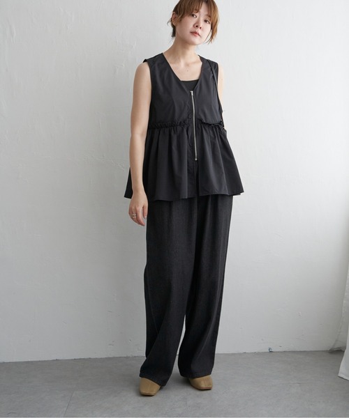 notch.（ノッチ）の「ペプラムVベスト（ベスト・レディース・オフホワイト/ブラック・M）」の16枚目の写真