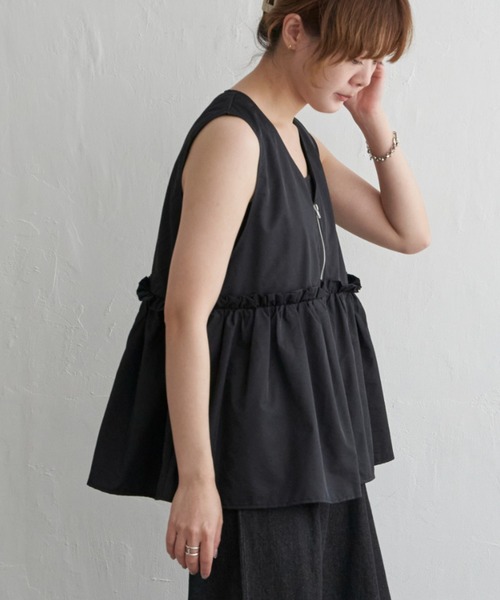 notch.（ノッチ）の「ペプラムVベスト（ベスト・レディース・オフホワイト/ブラック・M）」の19枚目の写真