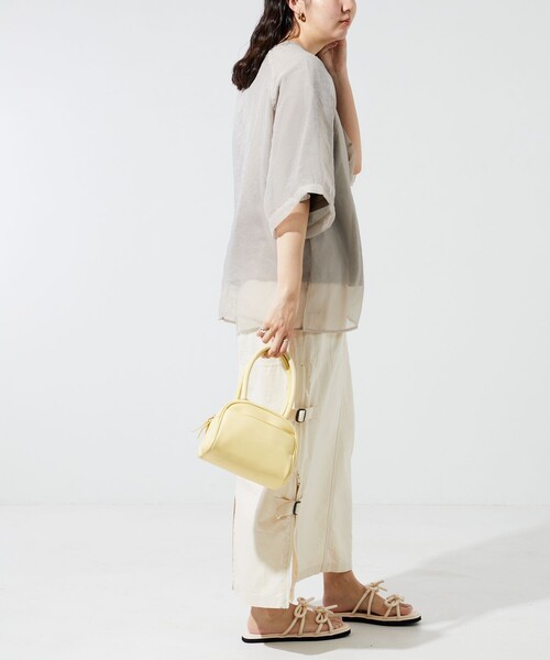 FREAK'S STORE（フリークスストア）の「限定展開　オーガンジー × カットソー 重ね ラグラン 半袖 Tシャツ（Tシャツ/カットソー・レディース・オフホワイト/ブラック/ブルーグレー/ベージュ/コーラルピンク・ﾌﾘ-）」の21枚目の写真