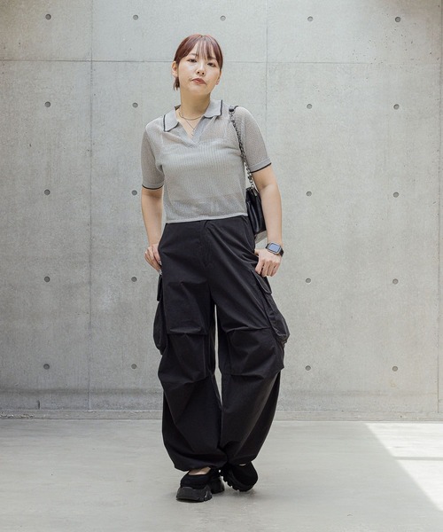 PAGEBOY（ページボーイ）の「メッシュラインポロ（ニット/セーター・レディース・グレー/ブラック/オフホワイト・FREE）」の13枚目の写真