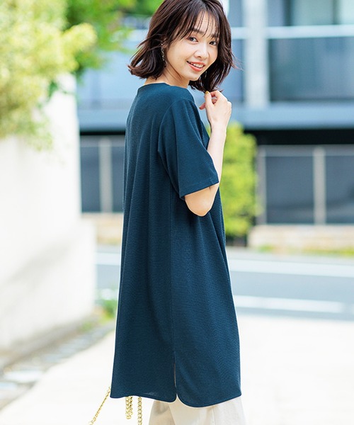 BELLUNA PLUS(ベルーナ)の「かのこ素材タックデザインワンピース(ワンピース・レディース・イエロー/カーキ/ワイン/ライトベージュ/ターコイズブルー・MEDIUM/X-LARGE/LARGE)」の4枚目の写真