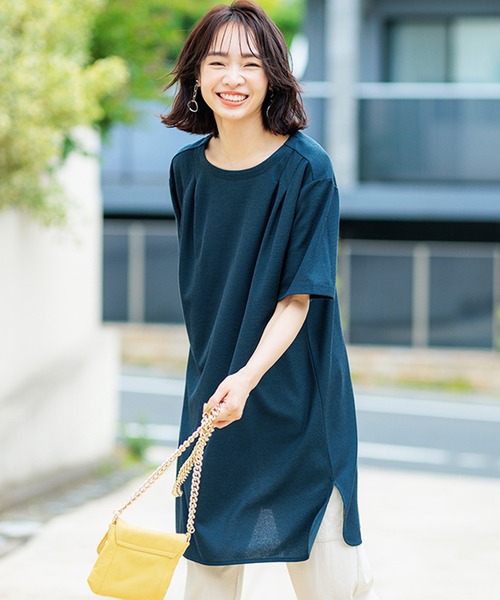 BELLUNA PLUS(ベルーナ)の「かのこ素材タックデザインワンピース(ワンピース・レディース・イエロー/カーキ/ワイン/ライトベージュ/ターコイズブルー・MEDIUM/X-LARGE/LARGE)」の22枚目の写真