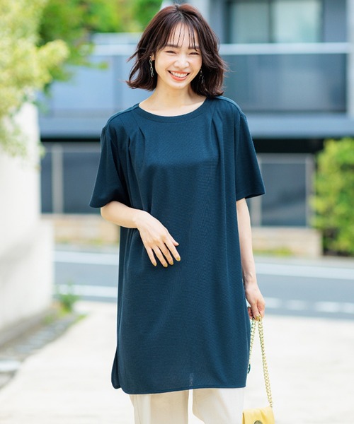 BELLUNA PLUS(ベルーナ)の「かのこ素材タックデザインワンピース(ワンピース・レディース・イエロー/カーキ/ワイン/ライトベージュ/ターコイズブルー・MEDIUM/X-LARGE/LARGE)」の21枚目の写真