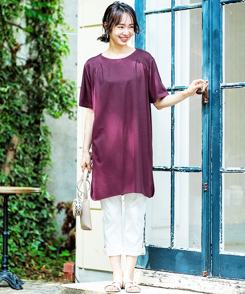 BELLUNA PLUS(ベルーナ)の「かのこ素材タックデザインワンピース(ワンピース・レディース・イエロー/カーキ/ワイン/ライトベージュ/ターコイズブルー・MEDIUM/X-LARGE/LARGE)」の10枚目の写真