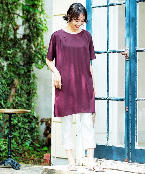 BELLUNA PLUS(ベルーナ)の「かのこ素材タックデザインワンピース(ワンピース・レディース・イエロー/カーキ/ワイン/ライトベージュ/ターコイズブルー・MEDIUM/X-LARGE/LARGE)」の11枚目の写真