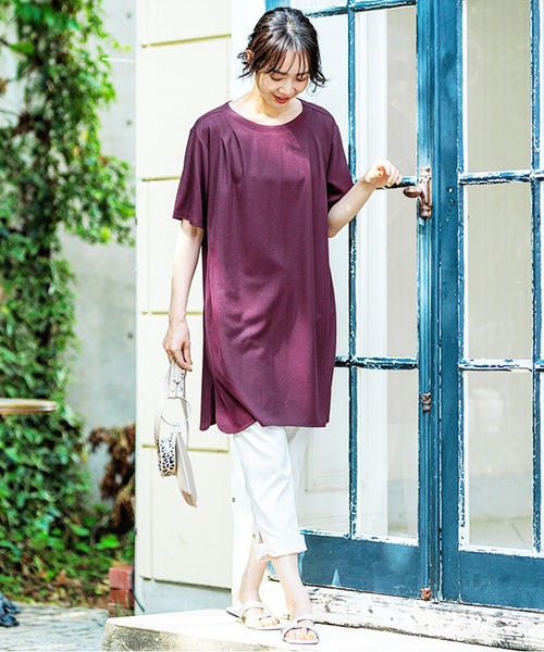BELLUNA PLUS(ベルーナ)の「かのこ素材タックデザインワンピース(ワンピース・レディース・イエロー/カーキ/ワイン/ライトベージュ/ターコイズブルー・MEDIUM/X-LARGE/LARGE)」の12枚目の写真