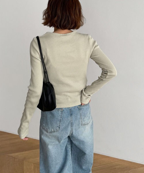 CANAL JEAN(キャナルジーン)の「El mar リブスキッパーカーディガン(カーディガン/ボレロ・レディース・ブラック/ライトカーキ/ホワイト/ネイビー・ONE SIZE)」の9枚目の写真