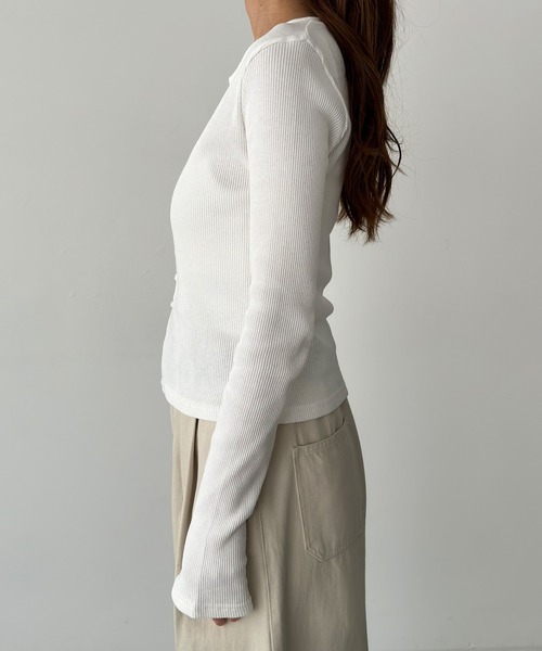 CANAL JEAN(キャナルジーン)の「El mar リブスキッパーカーディガン(カーディガン/ボレロ・レディース・ブラック/ライトカーキ/ホワイト/ネイビー・ONE SIZE)」の14枚目の写真