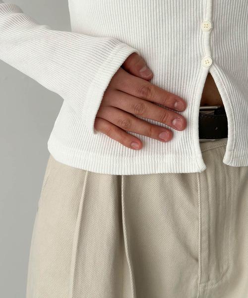 CANAL JEAN(キャナルジーン)の「El mar リブスキッパーカーディガン(カーディガン/ボレロ・レディース・ブラック/ライトカーキ/ホワイト/ネイビー・ONE SIZE)」の17枚目の写真