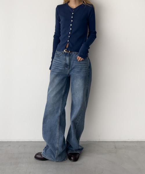 CANAL JEAN（キャナルジーン）の「El mar　リブスキッパーカーディガン（カーディガン/ボレロ・レディース・ブラック/ライトカーキ/ホワイト/ネイビー・ONE SIZE）」の15枚目の写真