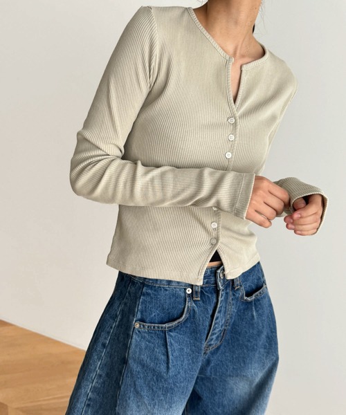 CANAL JEAN（キャナルジーン）の「El mar　リブスキッパーカーディガン（カーディガン/ボレロ・レディース・ブラック/ライトカーキ/ホワイト/ネイビー・ONE SIZE）」の8枚目の写真