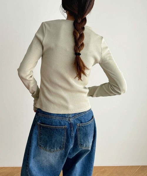 CANAL JEAN（キャナルジーン）の「El mar　リブスキッパーカーディガン（カーディガン/ボレロ・レディース・ブラック/ライトカーキ/ホワイト/ネイビー・ONE SIZE）」の7枚目の写真