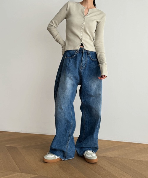 CANAL JEAN（キャナルジーン）の「El mar　リブスキッパーカーディガン（カーディガン/ボレロ・レディース・ブラック/ライトカーキ/ホワイト/ネイビー・ONE SIZE）」の6枚目の写真