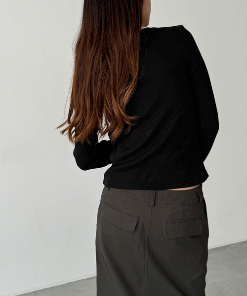 CANAL JEAN（キャナルジーン）の「El mar　リブスキッパーカーディガン（カーディガン/ボレロ・レディース・ブラック/ライトカーキ/ホワイト/ネイビー・ONE SIZE）」の10枚目の写真