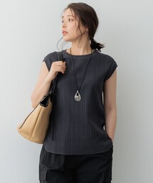 【SLOW/一部店舗限定】ランダムリブフライス フレンチスリーブ カットソー
