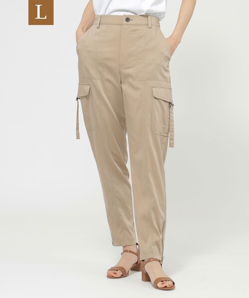 【セール】【L】【ウォッシャブル】ウォシュドサテンパンツ（カーゴパンツ）｜EVEX by KRIZIA（エヴェックスバイクリツィア）