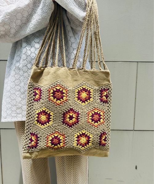 ONE DAY KMC （ワンデイケーエムシー）の「チャイハネ / クロシェラＢＡＧ / ISYP3202（トートバッグ・レディース・ターコイズブルー/オフホワイト/ベージュ・ONESIZE）」の2枚目の写真