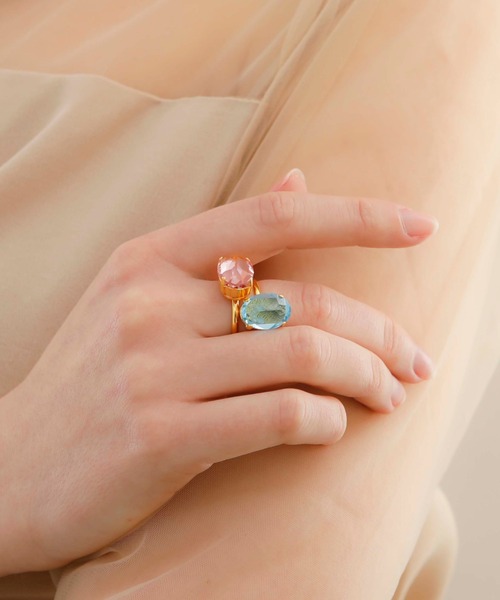 JewCas（ジュアキャス）の「JewCas Pallette ガラスストーン楕円リング[JC4700]pink（リング・レディース・パープル/ブルー・FREE）」の2枚目の写真