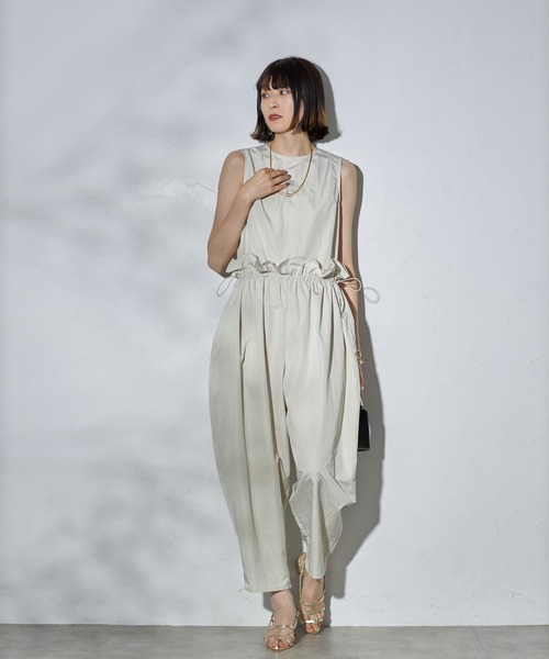 セール】ウエストフリルドロストオールインワン（つなぎ