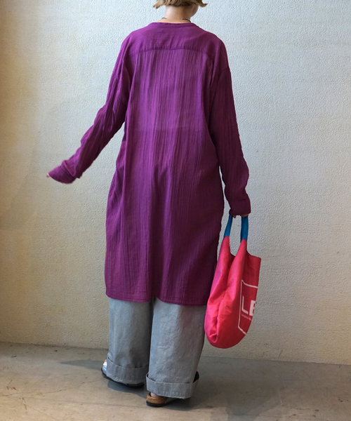 JOURNAL STANDARD LUXE(ジャーナルスタンダード ラックス)の「【ARMEN 】GAUZE UTILTY BANDED COLLAR LONG SH(シャツ/ブラウス・レディース・ホワイト/ライトグレー/ブラック/パープル・3)」の14枚目の写真