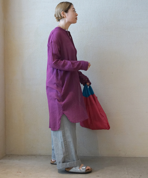 JOURNAL STANDARD LUXE(ジャーナルスタンダード ラックス)の「【ARMEN 】GAUZE UTILTY BANDED COLLAR LONG SH(シャツ/ブラウス・レディース・ホワイト/ライトグレー/ブラック/パープル・3)」の15枚目の写真
