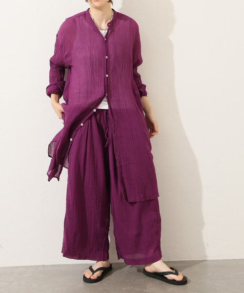JOURNAL STANDARD LUXE(ジャーナルスタンダード ラックス)の「【ARMEN 】GAUZE UTILTY BANDED COLLAR LONG SH(シャツ/ブラウス・レディース・ホワイト/ライトグレー/ブラック/パープル・3)」の16枚目の写真