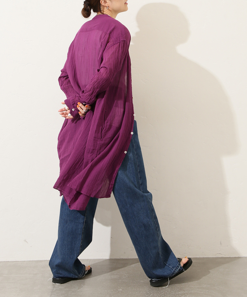 JOURNAL STANDARD LUXE(ジャーナルスタンダード ラックス)の「【ARMEN 】GAUZE UTILTY BANDED COLLAR LONG SH(シャツ/ブラウス・レディース・ホワイト/ライトグレー/ブラック/パープル・3)」の17枚目の写真