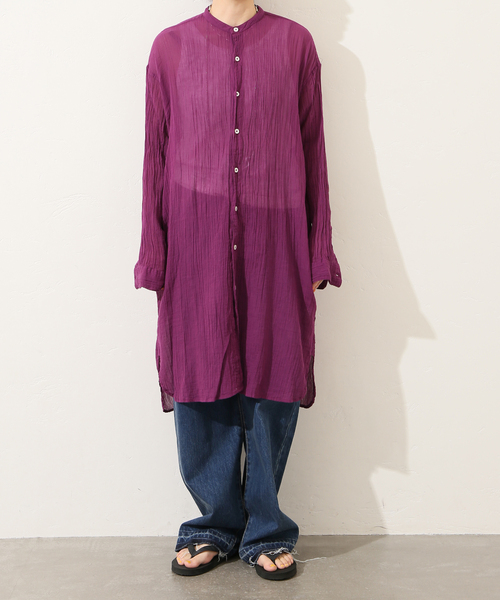 JOURNAL STANDARD LUXE(ジャーナルスタンダード ラックス)の「【ARMEN 】GAUZE UTILTY BANDED COLLAR LONG SH(シャツ/ブラウス・レディース・ホワイト/ライトグレー/ブラック/パープル・3)」の18枚目の写真