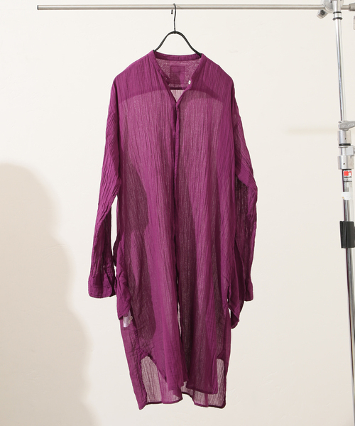 ジャーナルスタンダードラックス ⭐︎ ARMEN アーメン ガーゼロングシャツ セール】【ARMEN 】GAUZE UTILTY BANDED COLLAR LONG SH（シャツ