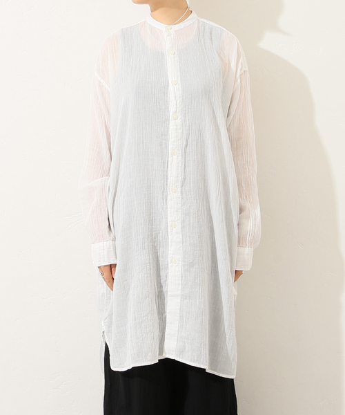 ジャーナルスタンダードラックス ⭐︎ ARMEN アーメン ガーゼロングシャツ ARMEN】BANDED COLLAR LONG SHIRTのコーディネートスナップ（A.S