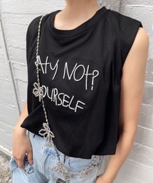 ENIM BY VICKY | 刺繍ロゴバルーンノースリプルオーバー《洗濯機で洗える》(Tシャツ/カットソー)