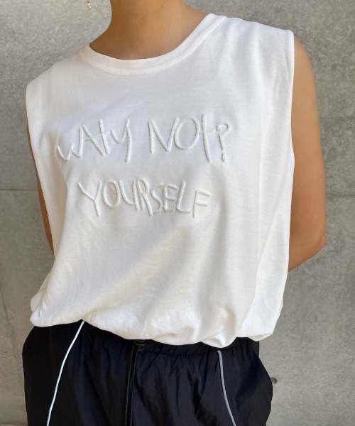 ENIM BY VICKY(エニムバイビッキー)の「刺繍ロゴバルーンノースリプルオーバー《洗濯機で洗える》(Tシャツ/カットソー・レディース・ブラック/ホワイト・M)」の21枚目の写真