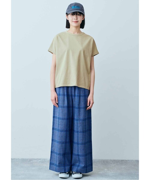 THREE FIFTY STANDARD（スリーフィフティースタンダード）の「ＴＨＲＥＥ　ＦＩＦＴＹ　ＳＴＡＮＤＡＲＤ　汗じみ軽減加工をほどこしたフレンチスリーブＴシャツ（Tシャツ/カットソー・レディース・ブルー/チャコールグレー/ベージュ・LARGE/MEDIUM）」の7枚目の写真