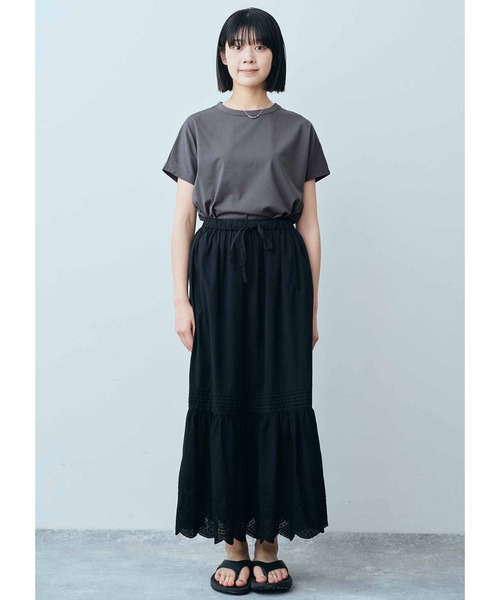 THREE FIFTY STANDARD（スリーフィフティースタンダード）の「ＴＨＲＥＥ　ＦＩＦＴＹ　ＳＴＡＮＤＡＲＤ　汗じみ軽減加工をほどこしたフレンチスリーブＴシャツ（Tシャツ/カットソー・レディース・ブルー/チャコールグレー/ベージュ・LARGE/MEDIUM）」の11枚目の写真