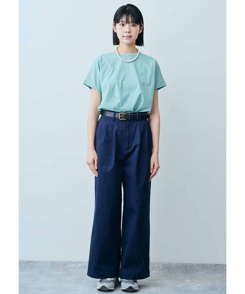 THREE FIFTY STANDARD（スリーフィフティースタンダード）の「ＴＨＲＥＥ　ＦＩＦＴＹ　ＳＴＡＮＤＡＲＤ　汗じみ軽減加工をほどこしたフレンチスリーブＴシャツ（Tシャツ/カットソー・レディース・ブルー/チャコールグレー/ベージュ・LARGE/MEDIUM）」の17枚目の写真
