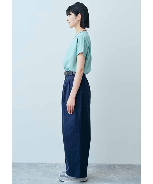 THREE FIFTY STANDARD（スリーフィフティースタンダード）の「ＴＨＲＥＥ　ＦＩＦＴＹ　ＳＴＡＮＤＡＲＤ　汗じみ軽減加工をほどこしたフレンチスリーブＴシャツ（Tシャツ/カットソー・レディース・ブルー/チャコールグレー/ベージュ・LARGE/MEDIUM）」の18枚目の写真