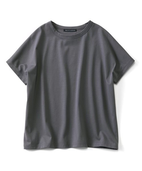 THREE FIFTY STANDARD（スリーフィフティースタンダード）の「ＴＨＲＥＥ　ＦＩＦＴＹ　ＳＴＡＮＤＡＲＤ　汗じみ軽減加工をほどこしたフレンチスリーブＴシャツ（Tシャツ/カットソー・レディース・ブルー/チャコールグレー/ベージュ・LARGE/MEDIUM）」の21枚目の写真