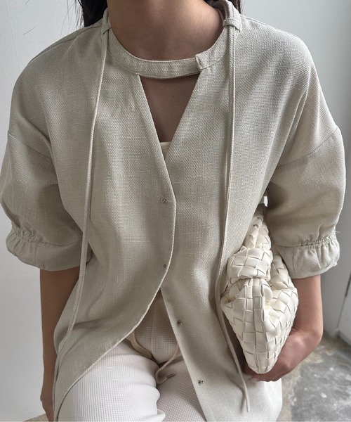 lawgy(ラウジー)の「string pin sleeve gather jacket tops / ストリングピンスリーブギャザージャケットトップス(その他トップス・レディース・ベージュ/ホワイト・FREE)」の10枚目の写真