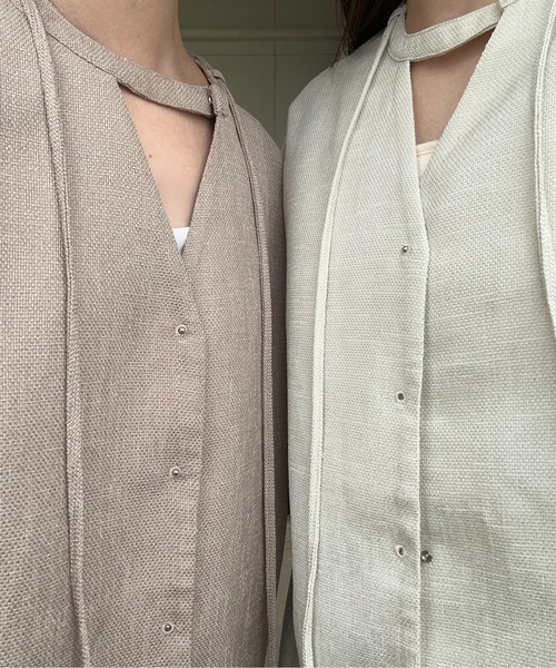 lawgy(ラウジー)の「string pin sleeve gather jacket tops / ストリングピンスリーブギャザージャケットトップス(その他トップス・レディース・ベージュ/ホワイト・FREE)」の14枚目の写真