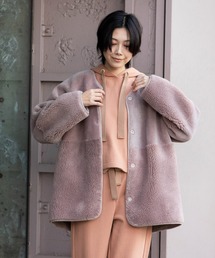 ボア(素材)」に該当するノーカラーコート（ピンク系）一覧 - WEAR